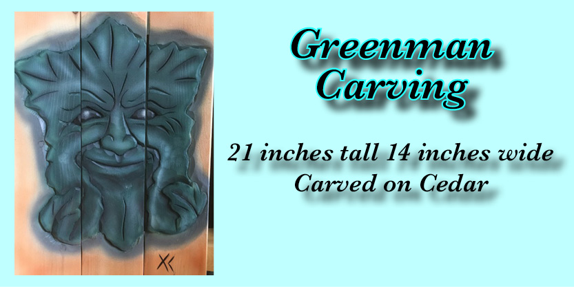 Green Man or green woman Carving fence art Garden art, yard art, and so much more.
